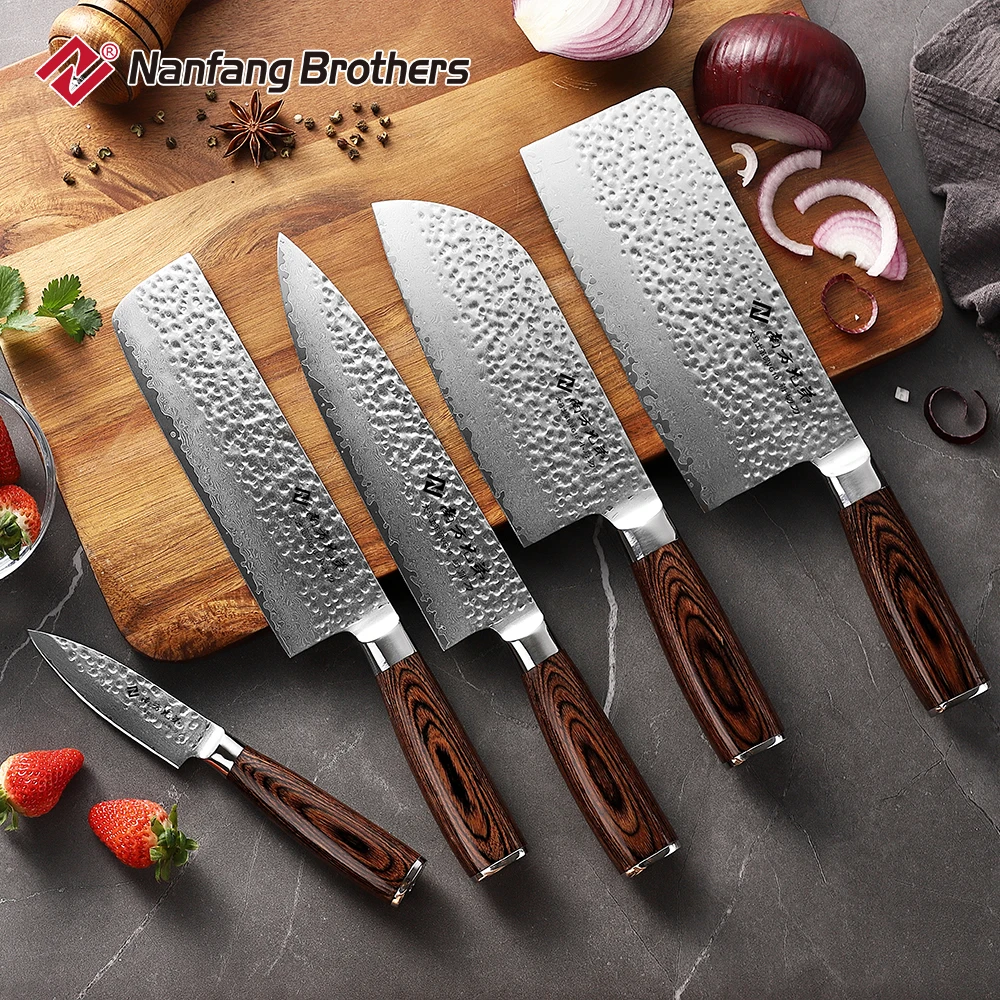 NANFANG BROTHERS Kitchen Damascus Knife Set, 3-Piece 67 Layer