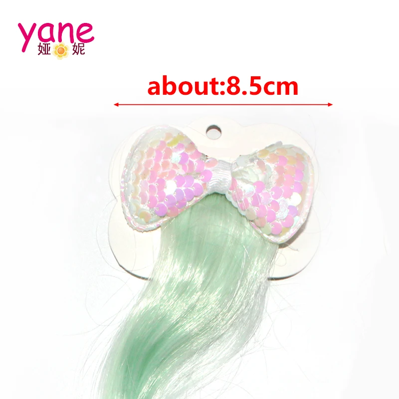 Шикарные рыбьи весы, детские Пользовательские модели, заколки для волос с бантом, с париком