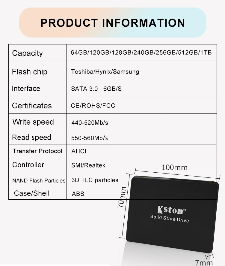 Xishuo Hot Sale Hard Drive Disk 2.5 INCH SATA 3.0 SSD HDD Internal SSD 1TB  For Laptop Desktop