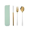 Oro+blanco- Cuchara/tenedor/palillos/estuche