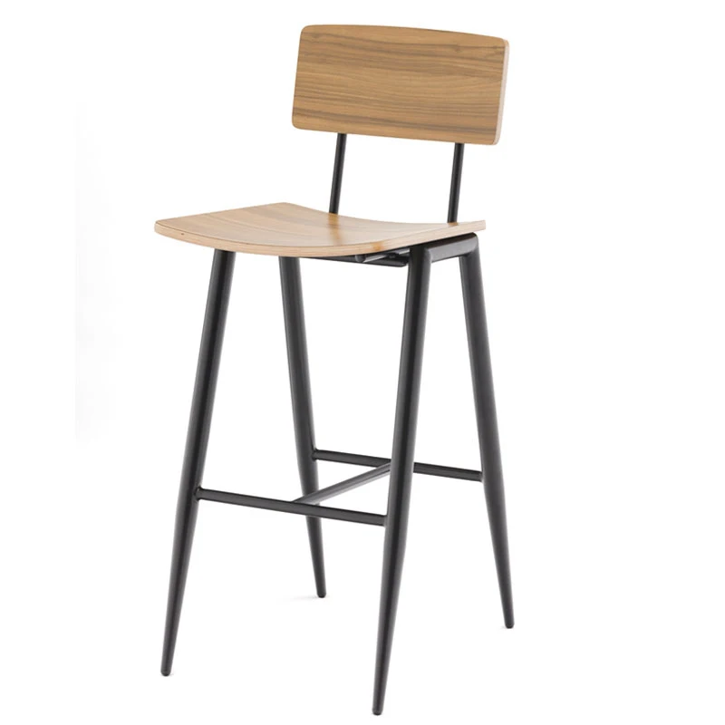 Metal Frame Legs Wooden Seat Bar Stool Restaurant Cafe Home Kitchen