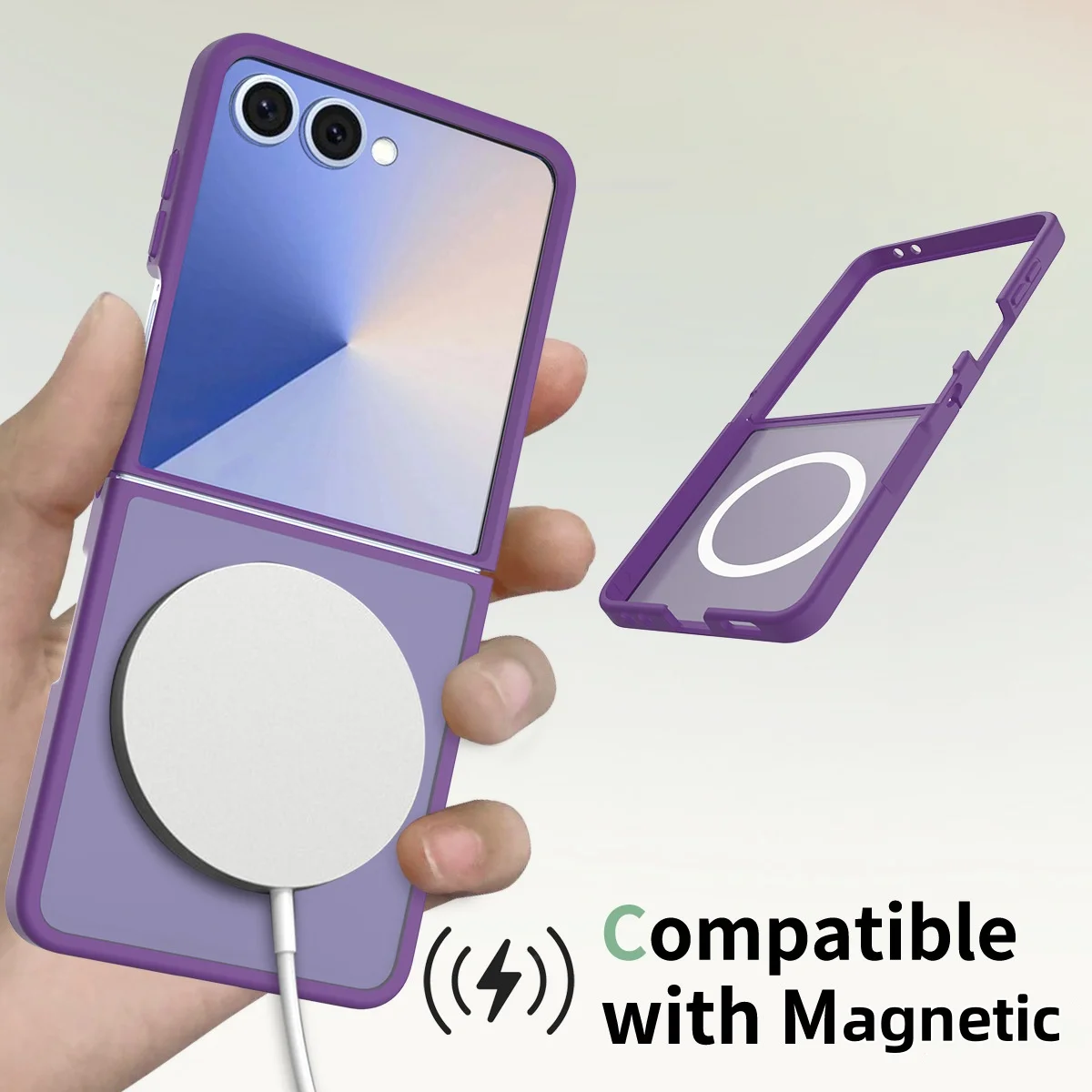  z flip7 shockproof cover 2 in 1 silky texture matte magnetic mobile transparent frosted phone case-3