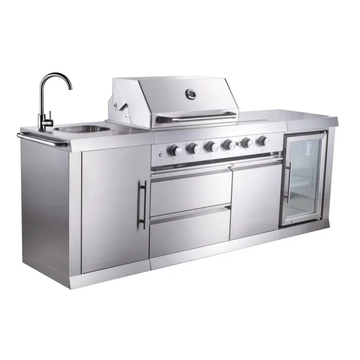 Outdoor Kitchen 6 Burners Gas Bbq Grill Sus 430 Propane Gas Bbq Kitchen ...