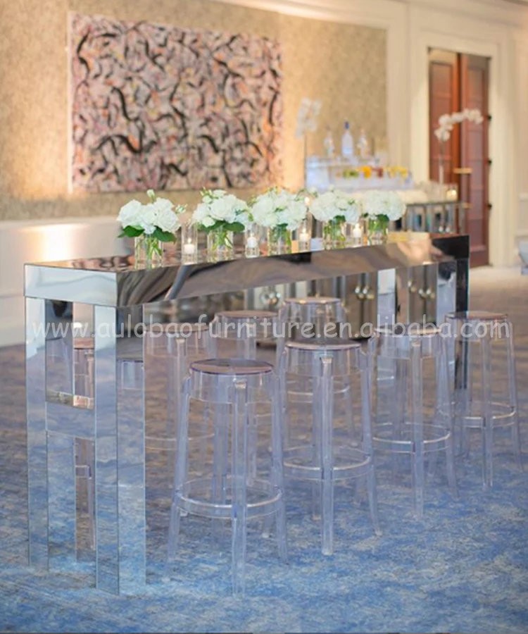 Outdoor Counter Height Stackable Black Acrylic Ghost Bar Stool For