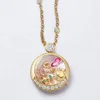 Gold-Round Half-Diamond Box Necklace - Empty Box