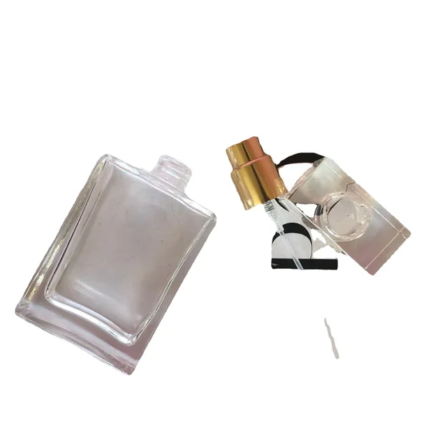 2025 New High-End Transparent Glass Perfume Bottles 30MLRectangular Cap Square Bottle Empty Sub Bottle