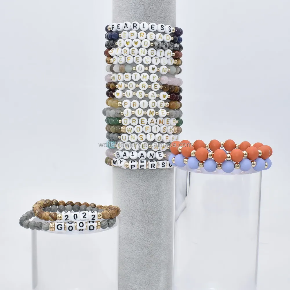 CUSTOM Design BE KIND Alphabet  Little Words Project Clarity Beaded Motivational Bracelets