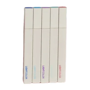 Portable Student Stationery Set Soft Head Highlighter Pen with Flat Brush Tip Simple Design Key Marking Plastic Loose Packaging