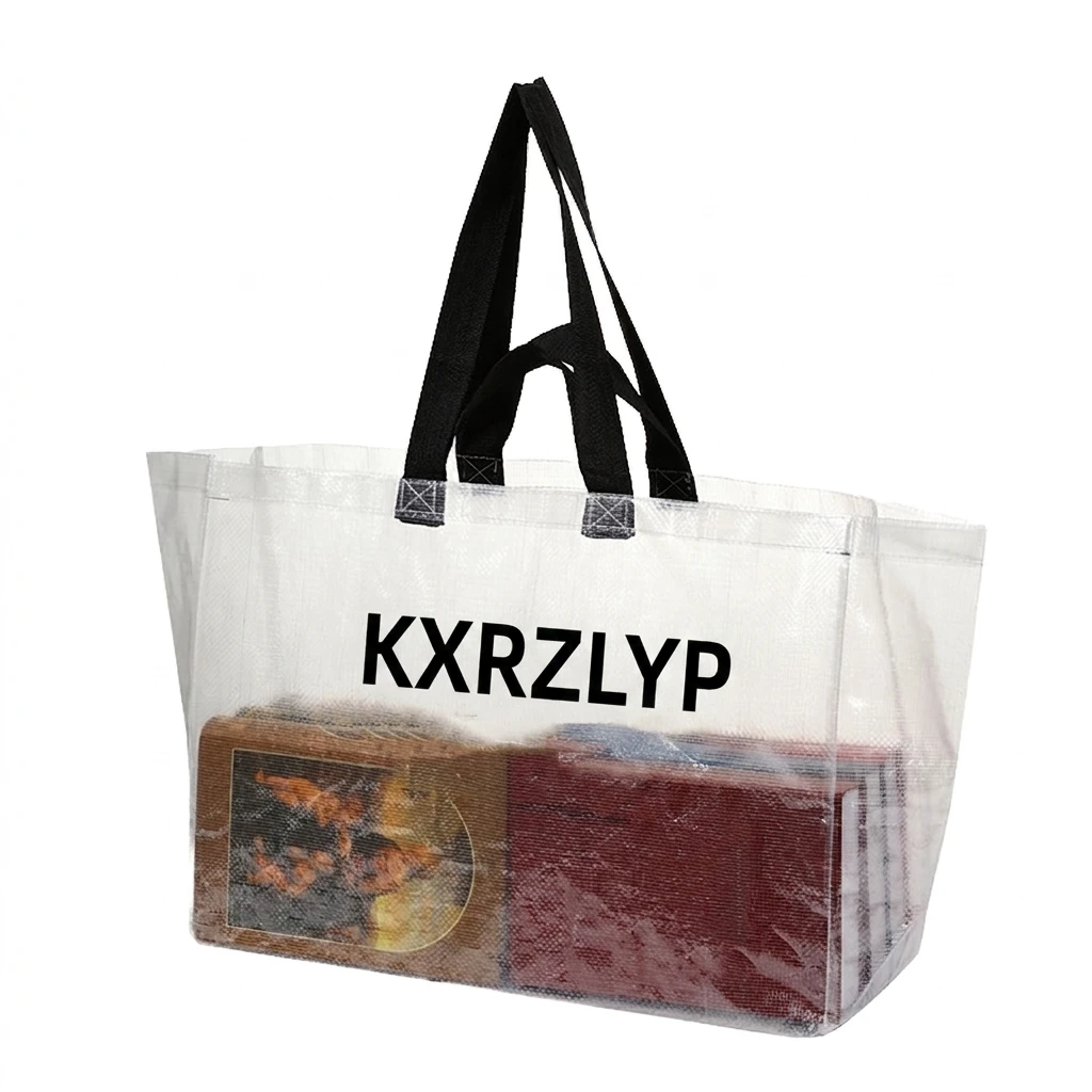 Eco Friendly Recycle Transparent Clear Customizable Large Custom Reusable Polypropylene PP Woven Shopping Tote Bag with Logos
