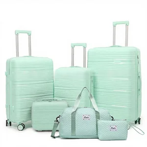 Polyester Luggage Set 13+20+24+28inch Explosion-Proof Zippers Universal Wheels Trolley Suitcase Lock Business Travel Makeup Bag
