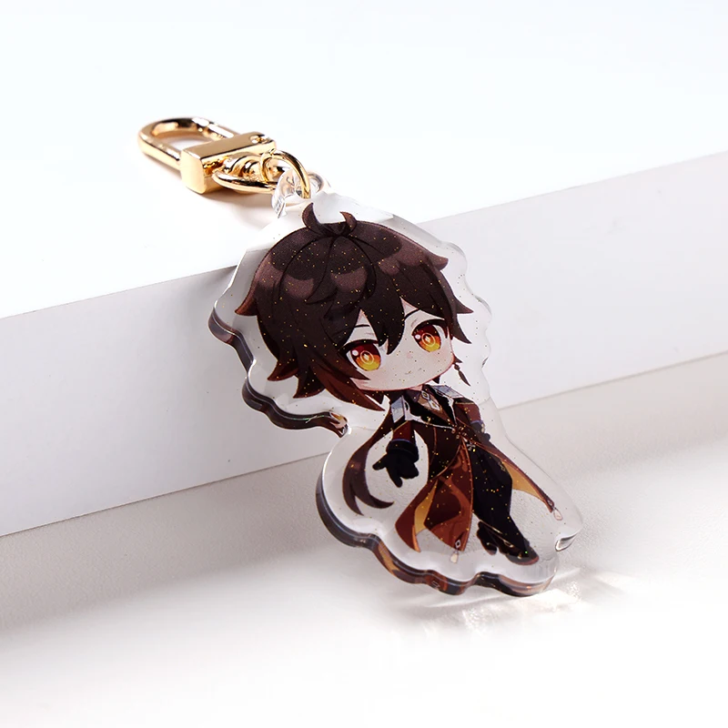 Eco-friendly Custom High Quality Single Side Epoxy Glitter Acrylic Keychain Custom Printed Acrylic Charm