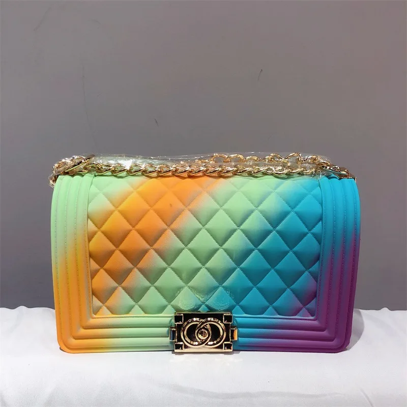 Pastel Rainbow Quilted Handbags w/Versatile Golden Chain Straps – Aura In  Pink Inc.