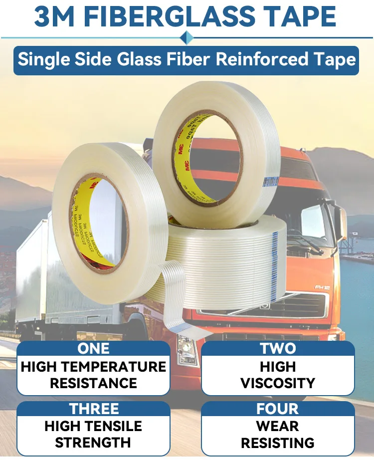 Heavy Duty 3m 893 897 898 8915 8934 Fiber Shipping Clear Self Adhesive Strapping Reinforced 5435