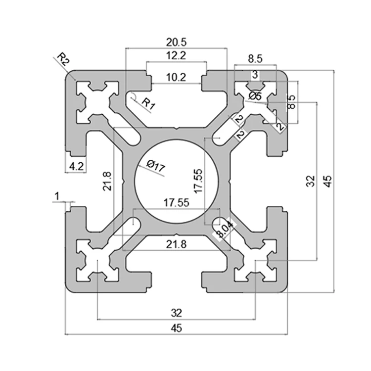 product 4545 industrial extruded one side sealed groove aluminum profile suitable for assembly line automation equipment frame-4
