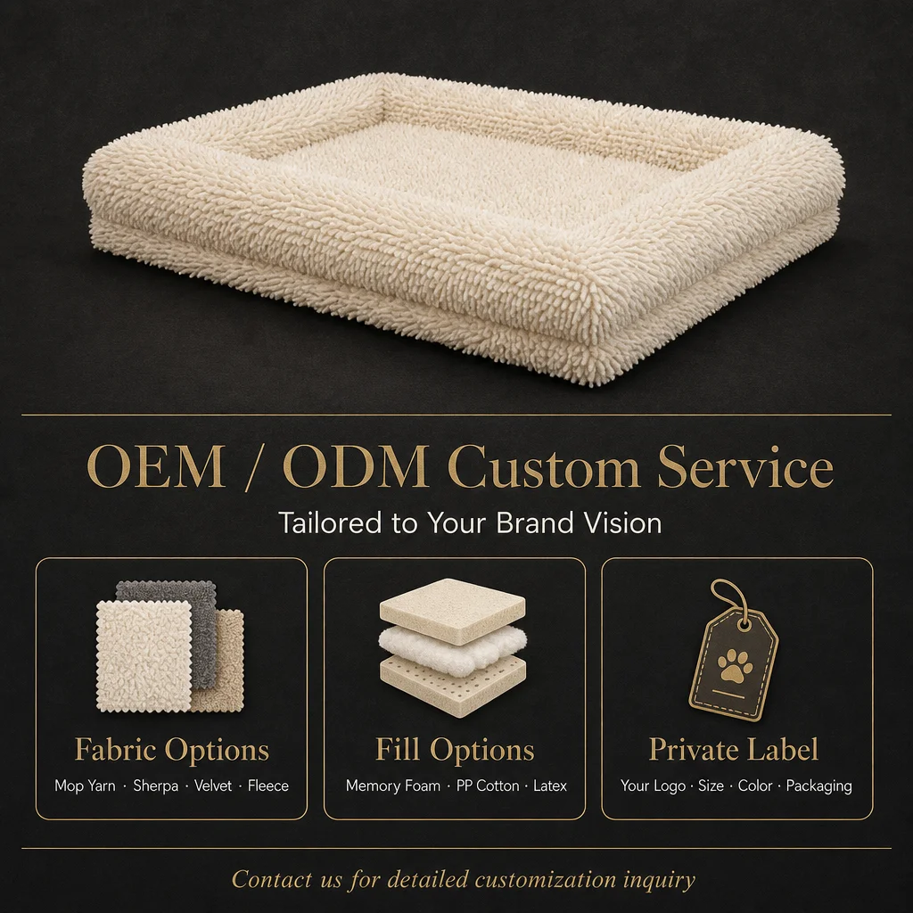 Chenille Mop Plush Rectangle Dog Bed — Product details 7