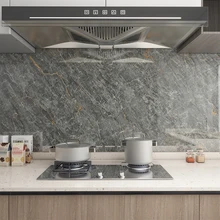 DUUEIHHUER Modern Striped Design Carbon Slate Decorative Board UV Coated PVC Marble Wall Easy Heat Insulation Waterproof Kitchen