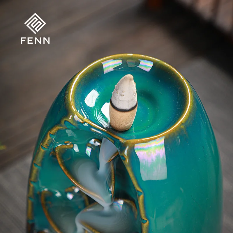 FENN Creative Design Ceramic Backflow Incense Burner Waterfall Incense Home Decoration Aroma Diffuser Ceramic Incense Burner