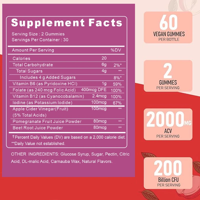 In Stock Weight Loss Products Fat Reduction Support Weight Loss Gummies With Apple Cider Vinegar