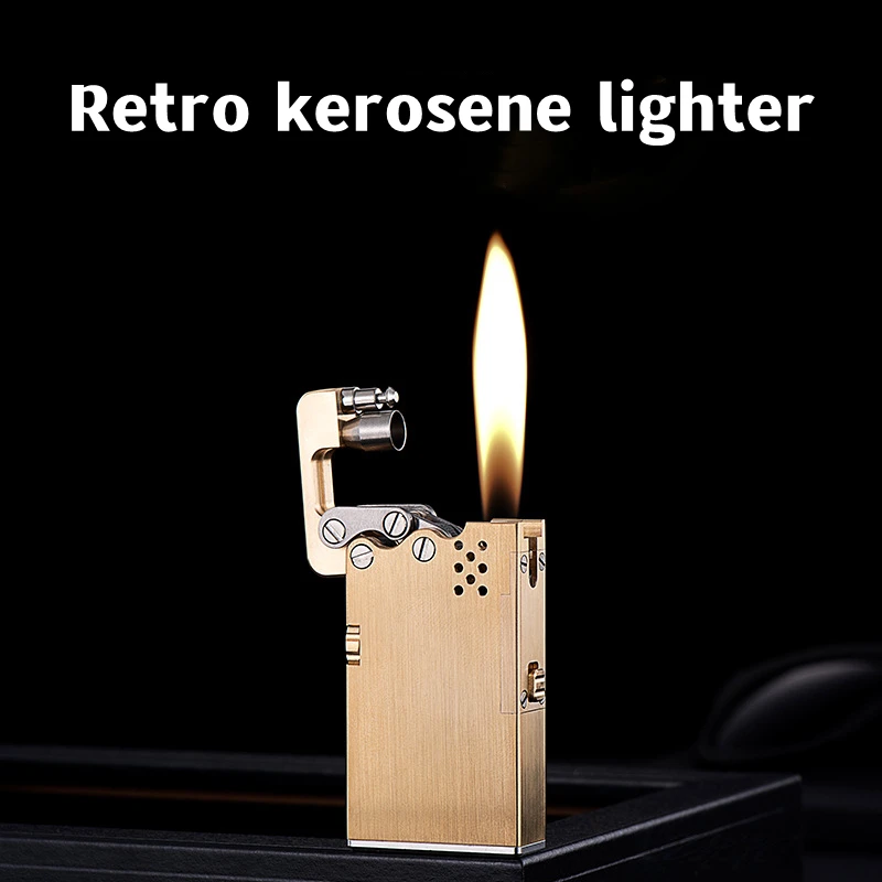 Creative Copper Mechanical Lighter /Retro Kerosene Oil Cigarette Lighter  for Men's Gift