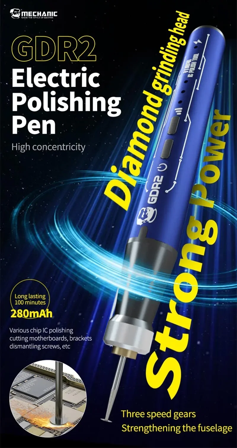 MECHANIC GDR2 Durability Rechargeable Polishing Pen for Mobile Phone Repair Micro Electric Polishing Tool