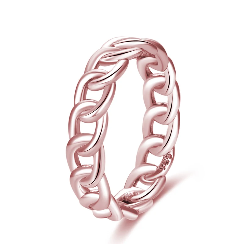 Anillo De Cadena De Eslabones De Plata De Ley 925 Vinani - Diseño Alemán, Sin Níquel, No Se Empaña