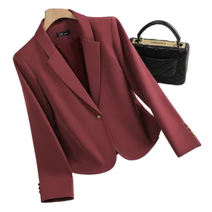 Customize Autumn/Winter High-End Loose Casual Top Plum Color Woven Anti-Wrinkle Suit Coat Small Suits Are Popular This Year