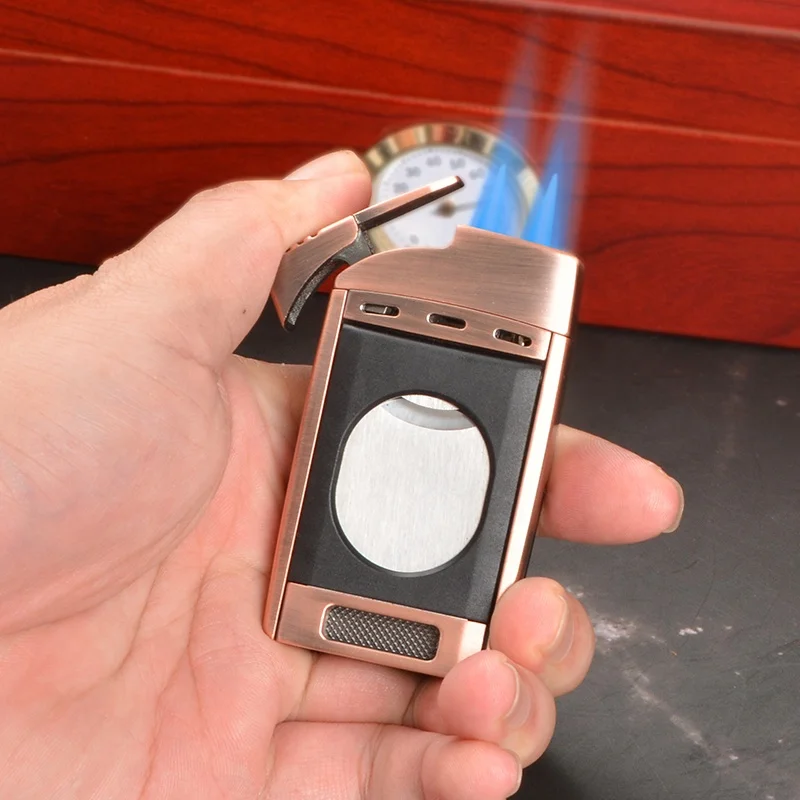 Brand New Luxury Metal Silver Cigar Lighter And Punch Cutter Gift Set