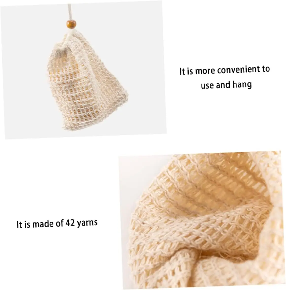 2 Sacchetti Portasapone In Sisal Naturale – Esfolianti E Schiumogeni, Con Coulisse, 14,5x9,5 Cm