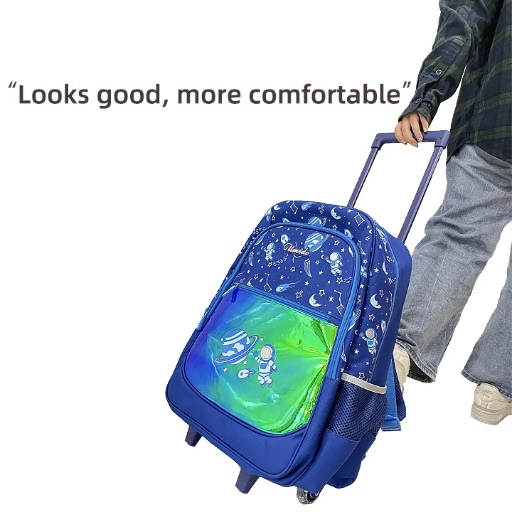 2023 Heavy Duty Kids Fancy Trolley School Bag with Big Wheels