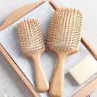 Detangling paddle cushion hairbrush wood hair brush custom logo