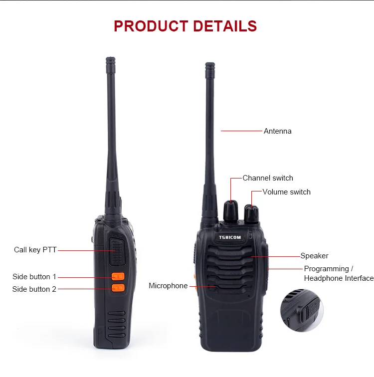 Professional Outdoor Two Way Radio Walki Talki 3km Long Distance Long ...