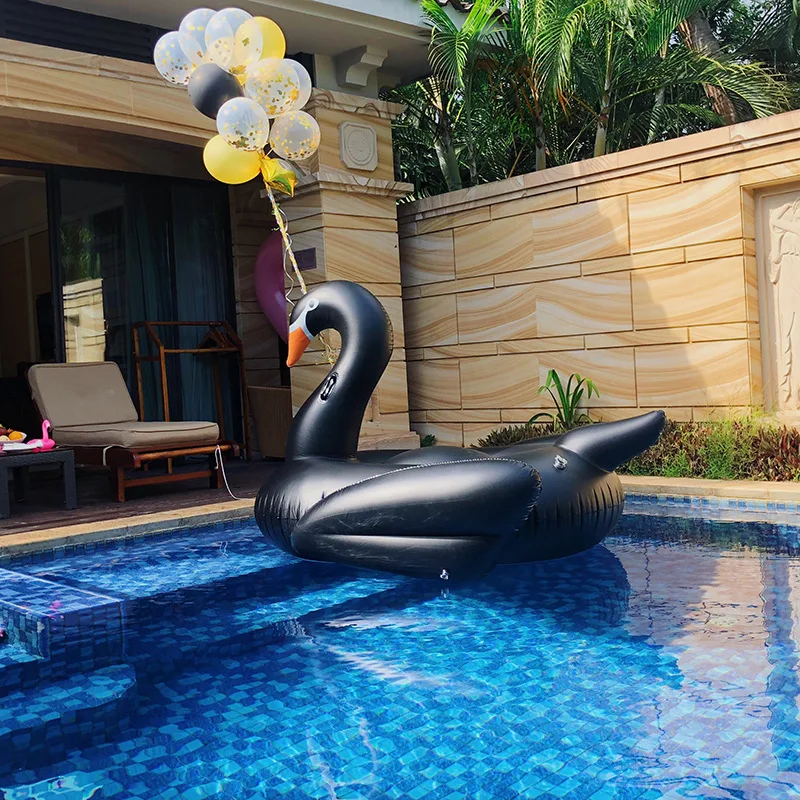 75 Inch Golden Swan Black Swan Inflatable Ride-On Pool Float Island for  Kids Adults Goose Shape