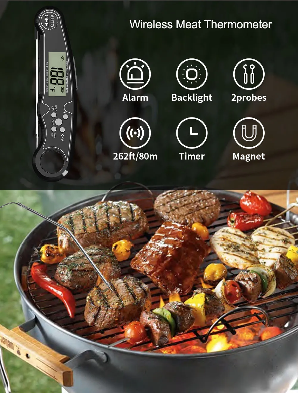 Smart Remote Digital Barbecue Grill Cooking Food Wireless Meat