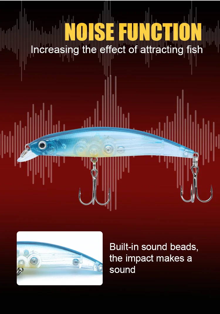 High Quality Artificial Noise Making Jerk Baits Minnow Lures For
