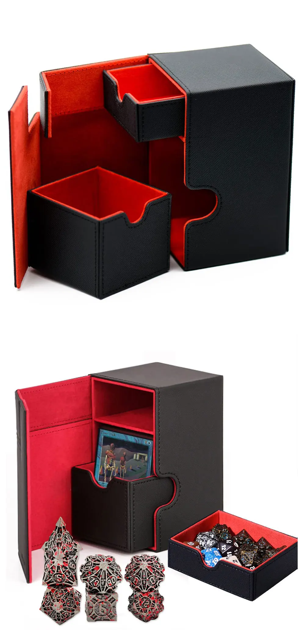 Hot Sale Card Deck Box 2 Drawer Design With Dice Tray Trading Card Case