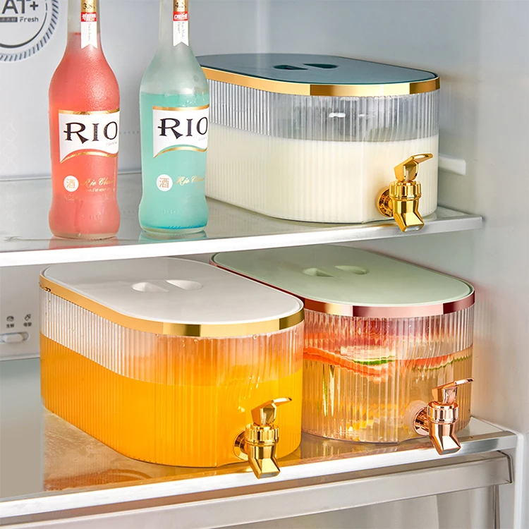 Home Fridge Refrigerator 5.3L Plastic Drinking Water Juice Jug Kettle Beverage Cold Drink Dispenser with Faucet Tap