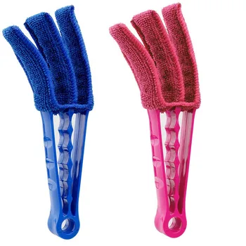 Hot Selling Removable air Conditioning air Vent Cleaning Clip Fan Gap Wipe Dust Brush Three-tooth Shutter Car Cleaning Brush