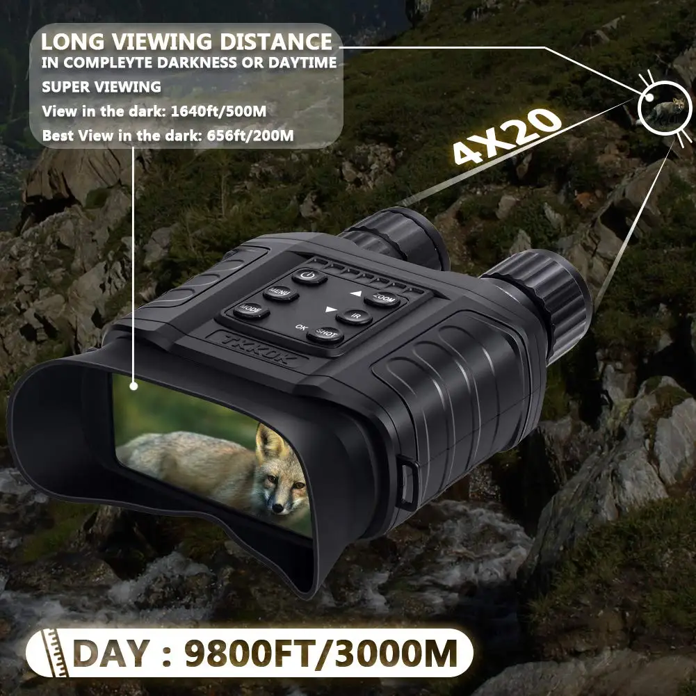 Low Light Night Vision Binocular Full Darkness 500m Range 4x Digital