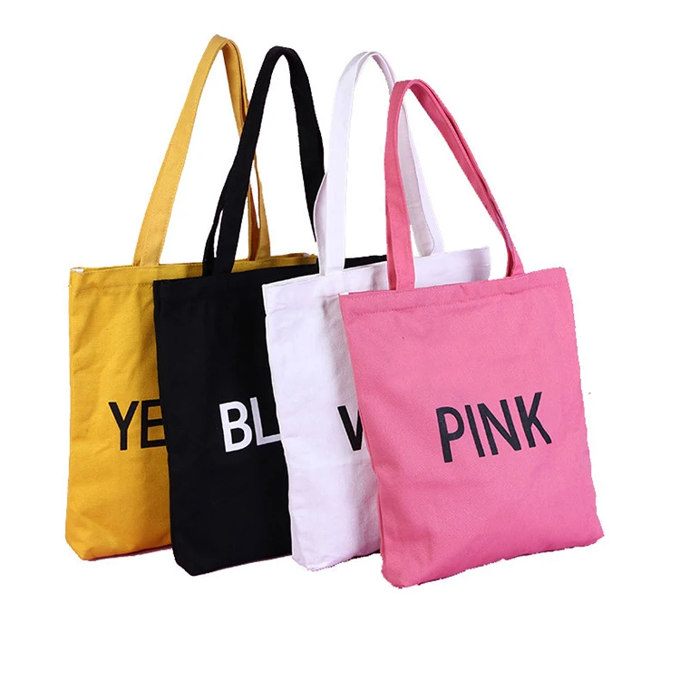 Medium Size Cotton Canvas Tote Bag Custom Logo Printed Plain
