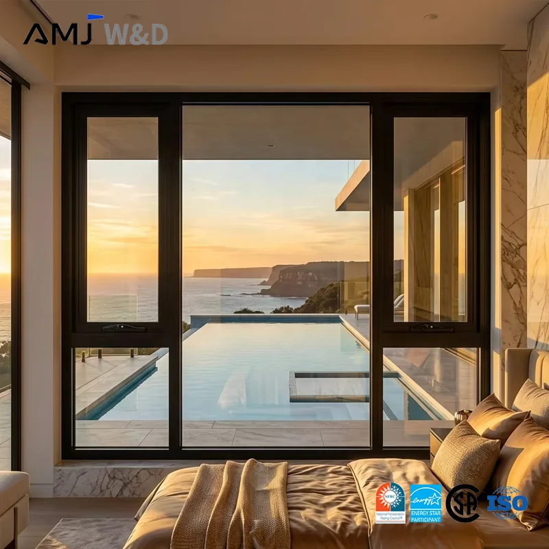 American Style Hand Cranked Window Aluminum Window Opening Outward Aluminum Awning Windows for Hotel Apartment