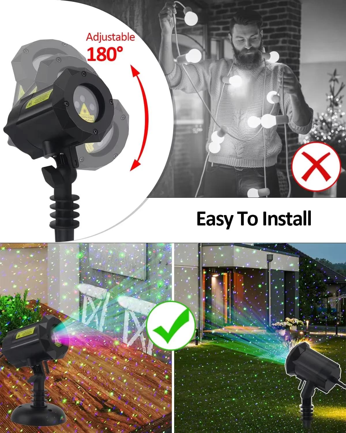Haofy Garten-Laserprojektor Mit Fernbedienung – RGB-Laserlicht Für Garten & Partys