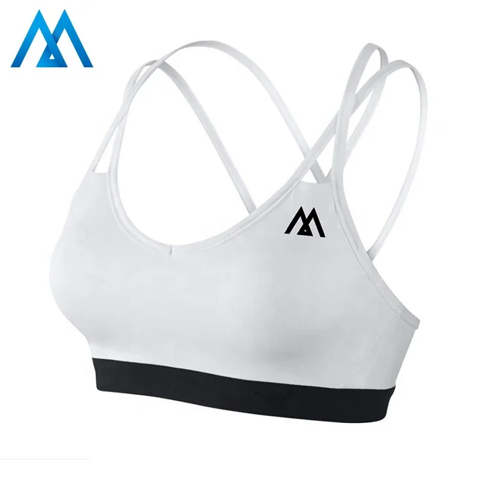 white strappy sports bra