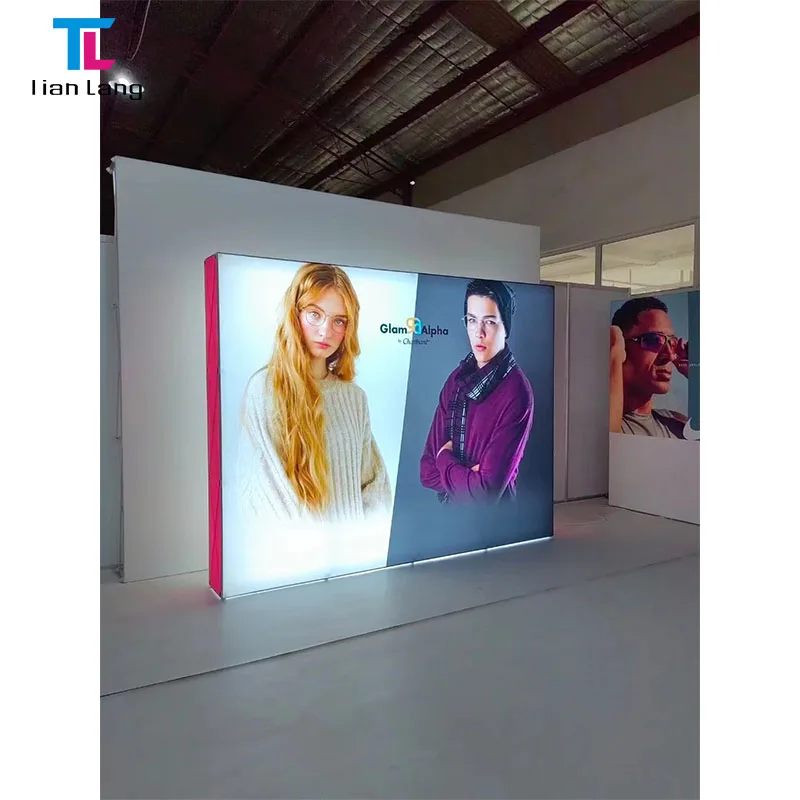 Light Weight Polyester Fabric Aluminum Frame Trade Show Booth Promotion SEG Expo Custom LED Backlit Pop Up Display Light Box