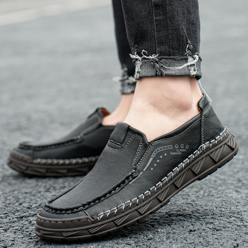 New Arrival OEM Service Custom Logo Men Microfiber Leather Handmade Business Shoes Men Loafers