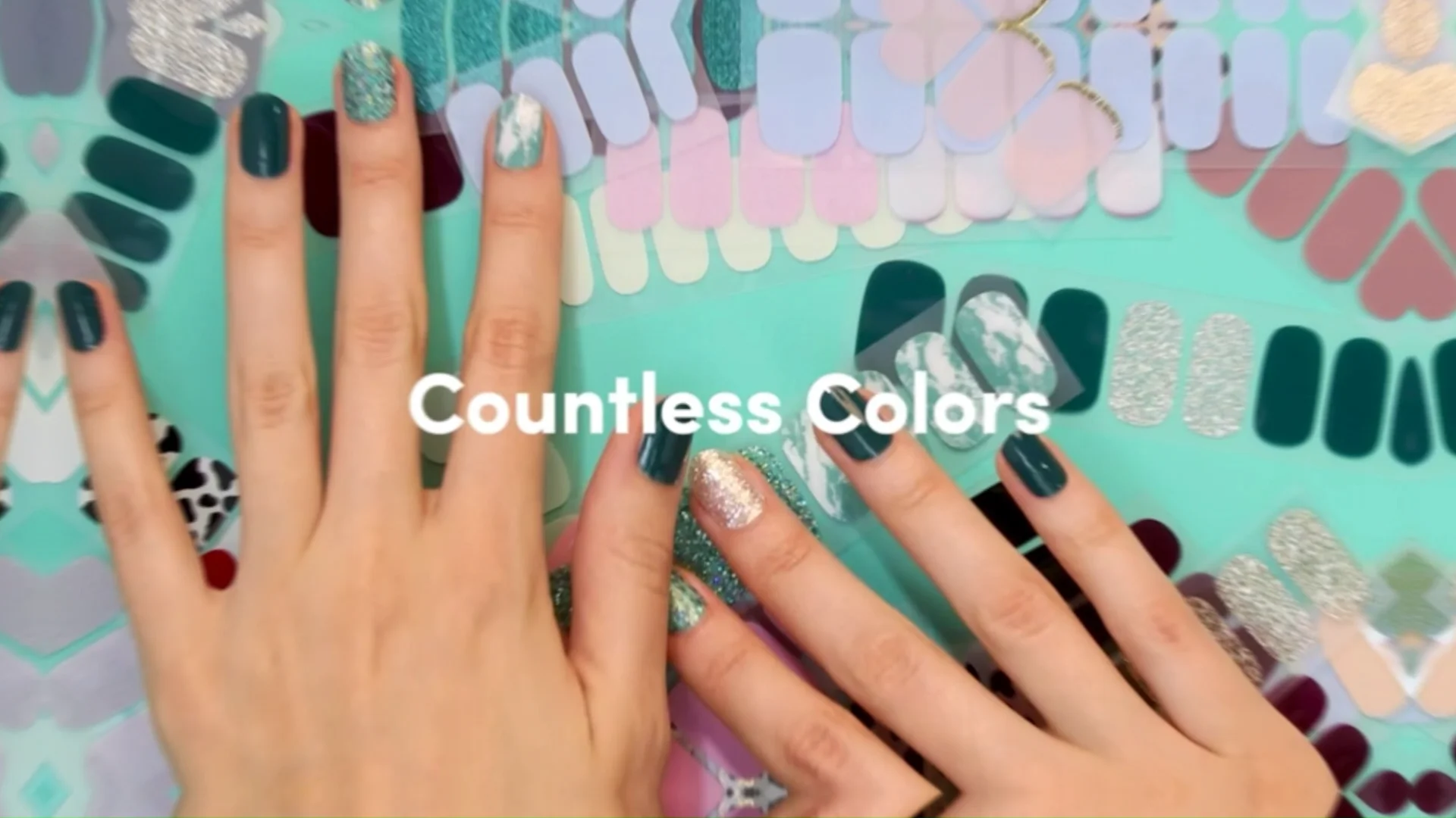 Beiqili Semi Cured Gel Nail Strips Blue Glossy With Glitter Full