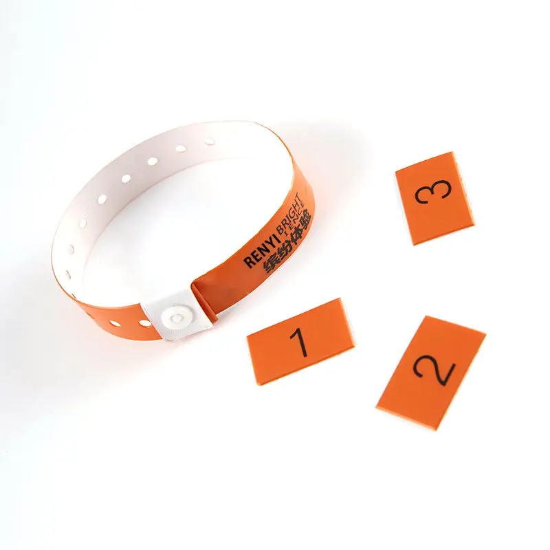 2023 Custom Writable Plastic Vinyl Disposable Identification Wristbands with Tabs