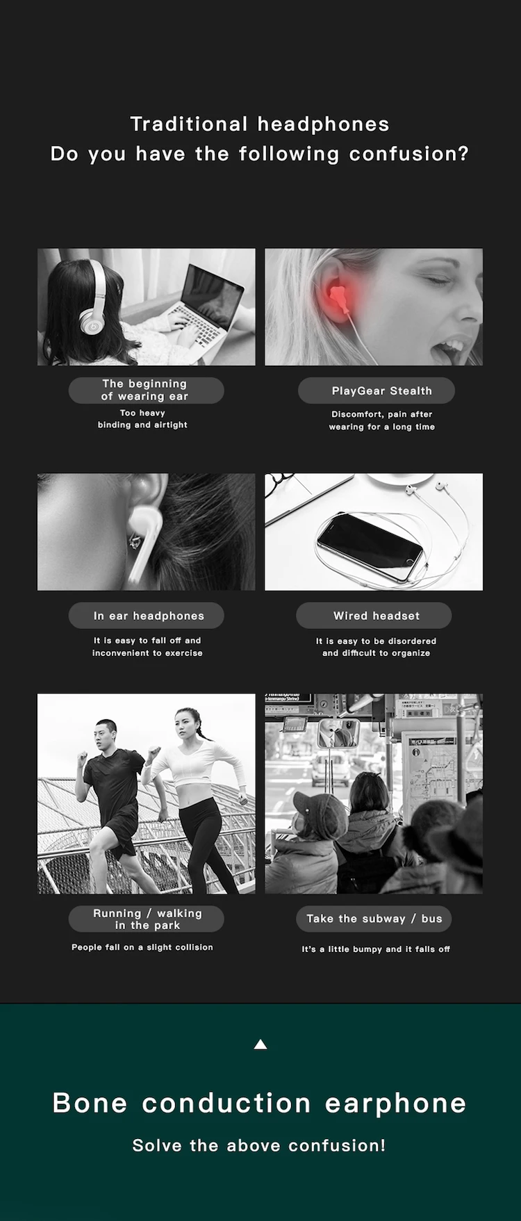 TWS Bone Conduction Earbuds G100 Wireless Earphone Sports Outdoor Stereo waterproof headphone