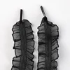 Black elastic shoelaces with ruffled edges