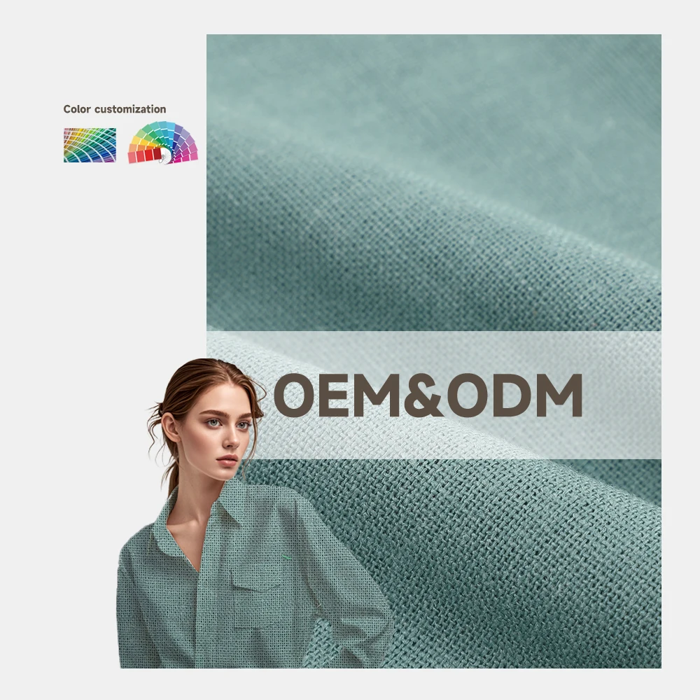 Customized Design Beautiful Solid Color Fabric Organic & Stretch Woven Linen for Fashion Style Clothing for Dresses linen fabric