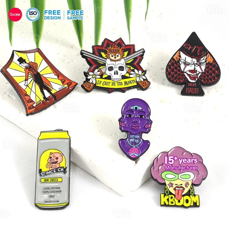 Custom Gold Plating Lapel Pins Funny Cheap Clothes Cap Pin Badges Brooch Personalized Logo Metal Hard Soft Enamel Pins Casting